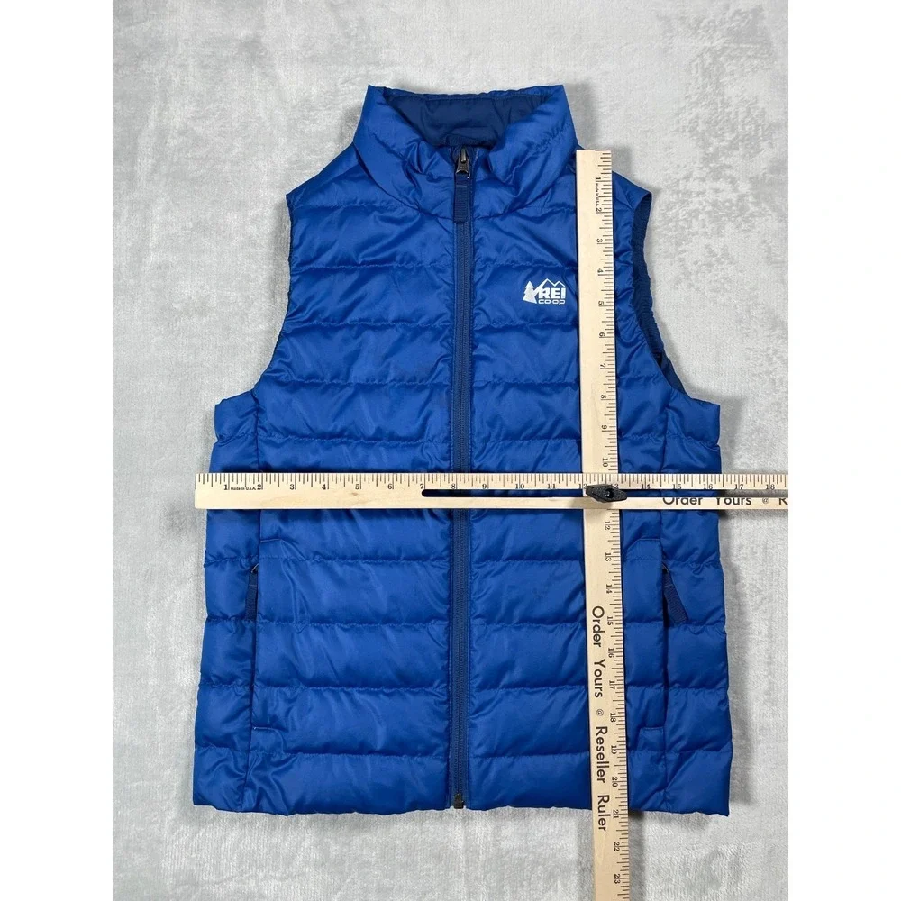 REI Co-op Down Puffer Vest Kids Medium 10-12 Blue Packable Lightweight